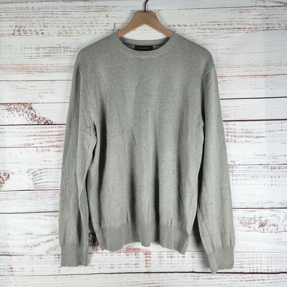 Banana Republic Luxury Blend Sweatshirt Mens Size L Gray Preppy Silk Blend - Picture 1 of 9